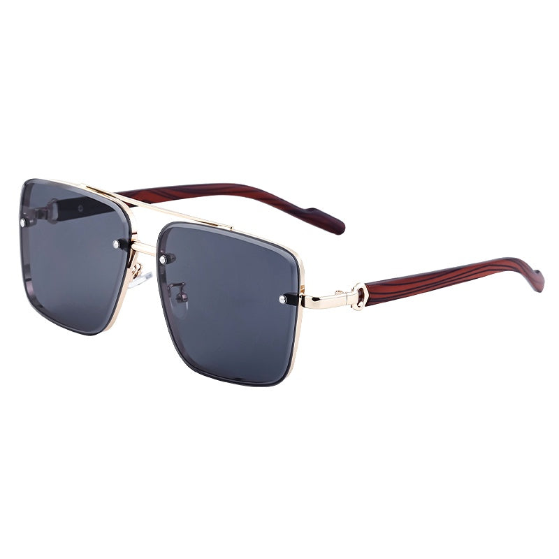 Square Frames, Blue Light Glasses | Double Bridge + Wood-Grain Temple for screen work and daily wear | ZZC-7563