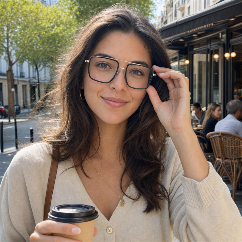 Photochromic Square Double-Bridge Sunglasses | UV400 Everyday Sunwear | HL-82254B