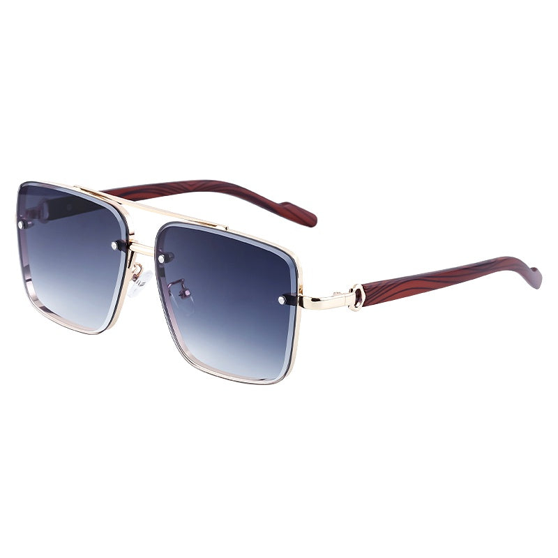 Square Frames, Blue Light Glasses | Double Bridge + Wood-Grain Temple for screen work and daily wear | ZZC-7563