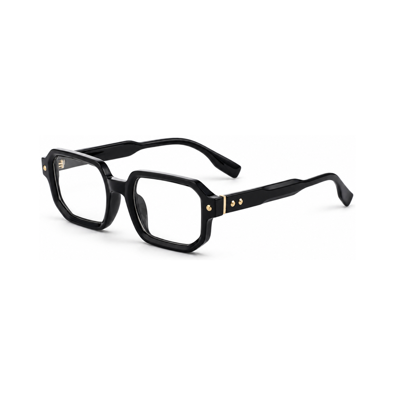 Sculpted Square Optical Glasses with Double-Rivet Temple Detail | Bold Everyday Eyewear | FY-99286