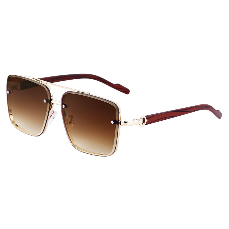 Square Frames, Blue Light Glasses | Double Bridge + Wood-Grain Temple for screen work and daily wear | ZZC-7563