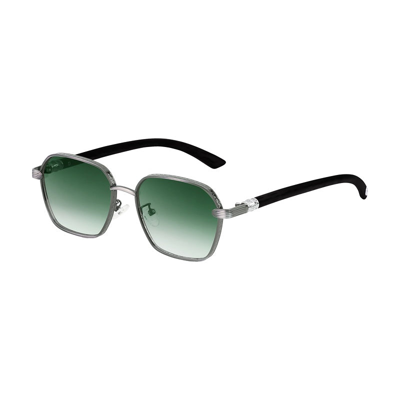 Geometric Frames, Fashion Sunglasses | Wood-Grain Temple for travel and street-style outfits | JD-2A670-2