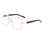 Square Frames, Blue Light Glasses | Double Bridge + Wood-Grain Temple for screen work and daily wear | ZZC-7563