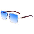 Square Frames, Blue Light Glasses | Double Bridge + Wood-Grain Temple for screen work and daily wear | ZZC-7563
