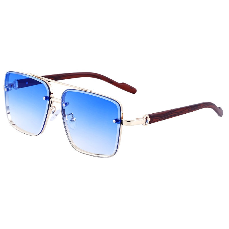 Square Frames, Blue Light Glasses | Double Bridge + Wood-Grain Temple for screen work and daily wear | ZZC-7563