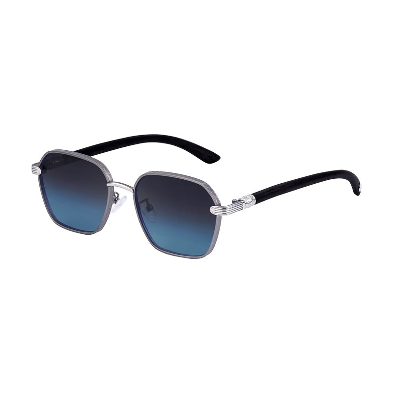 Geometric Frames, Fashion Sunglasses | Wood-Grain Temple for travel and street-style outfits | JD-2A670-2