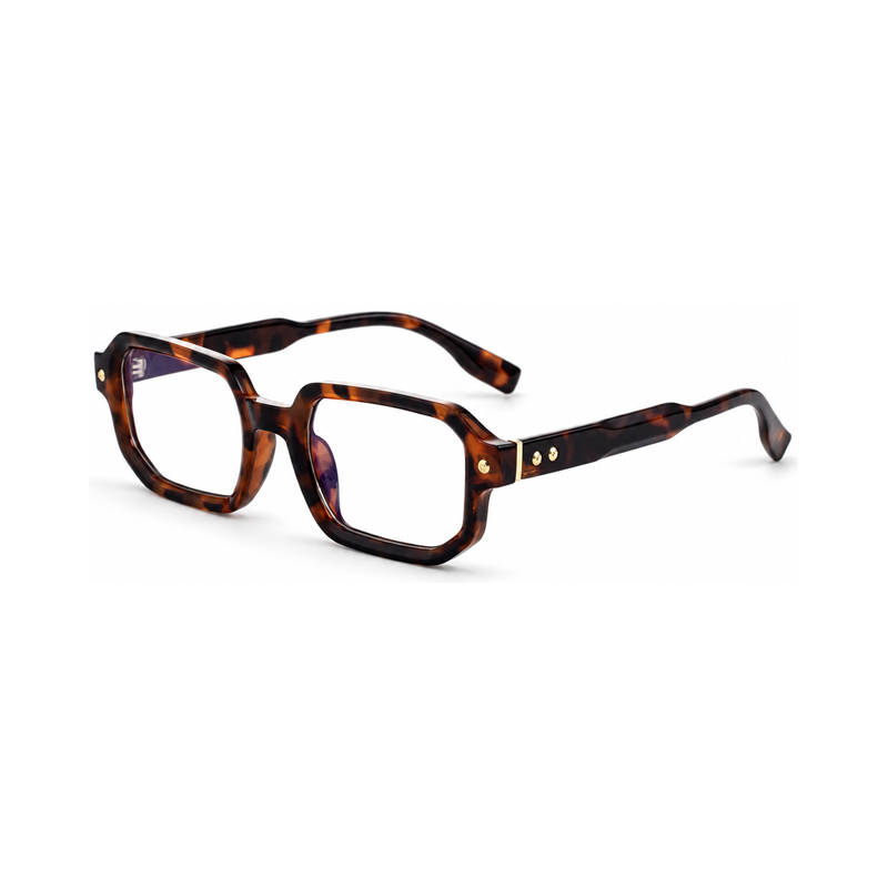 Sculpted Square Optical Glasses with Double-Rivet Temple Detail | Bold Everyday Eyewear | FY-99286