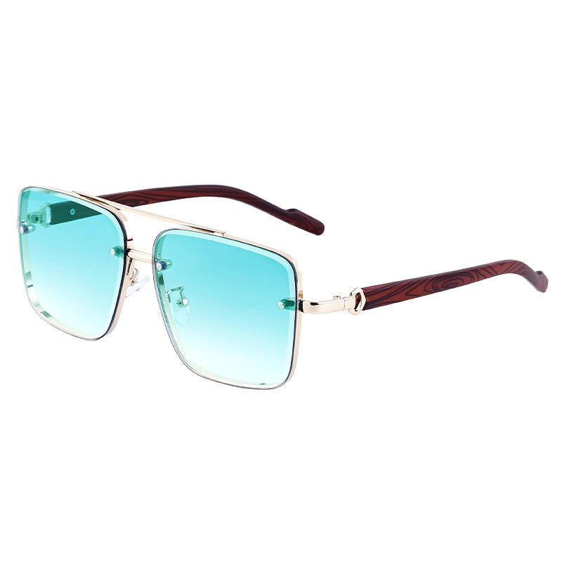 Square Frames, Blue Light Glasses | Double Bridge + Wood-Grain Temple for screen work and daily wear | ZZC-7563