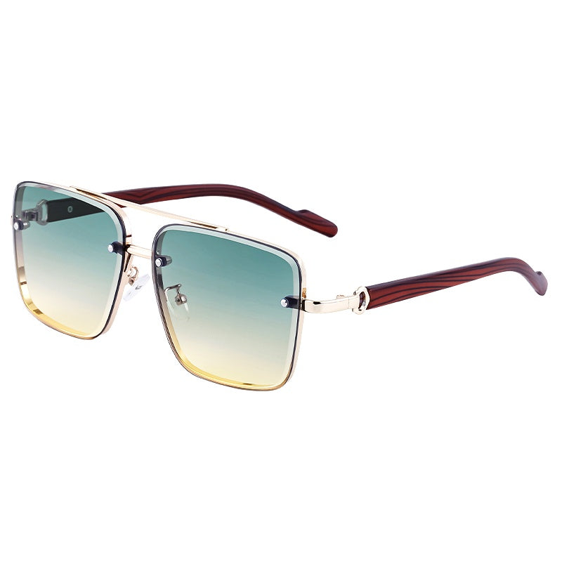 Square Frames, Blue Light Glasses | Double Bridge + Wood-Grain Temple for screen work and daily wear | ZZC-7563