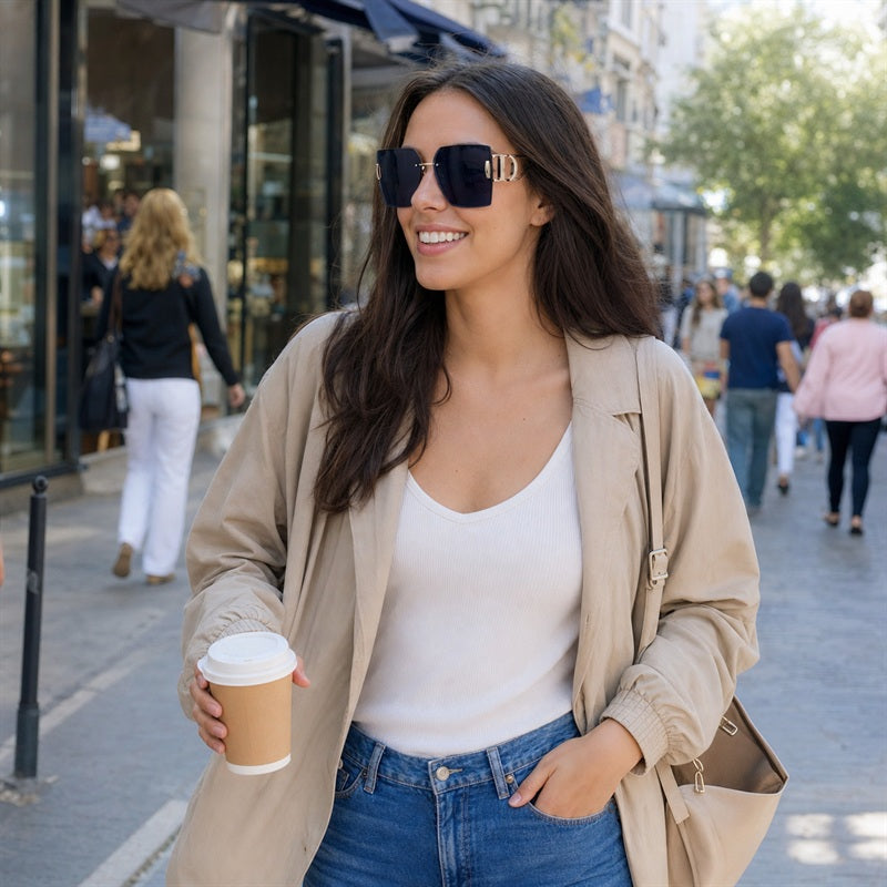 Square Fashion Sunglasses | for Travel, Street Style & Everyday Wear | LB-7411