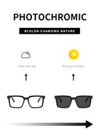 Square Frames, Photochromic Sunglasses | Spring Hinge for commuting and changing light | ZS-95020