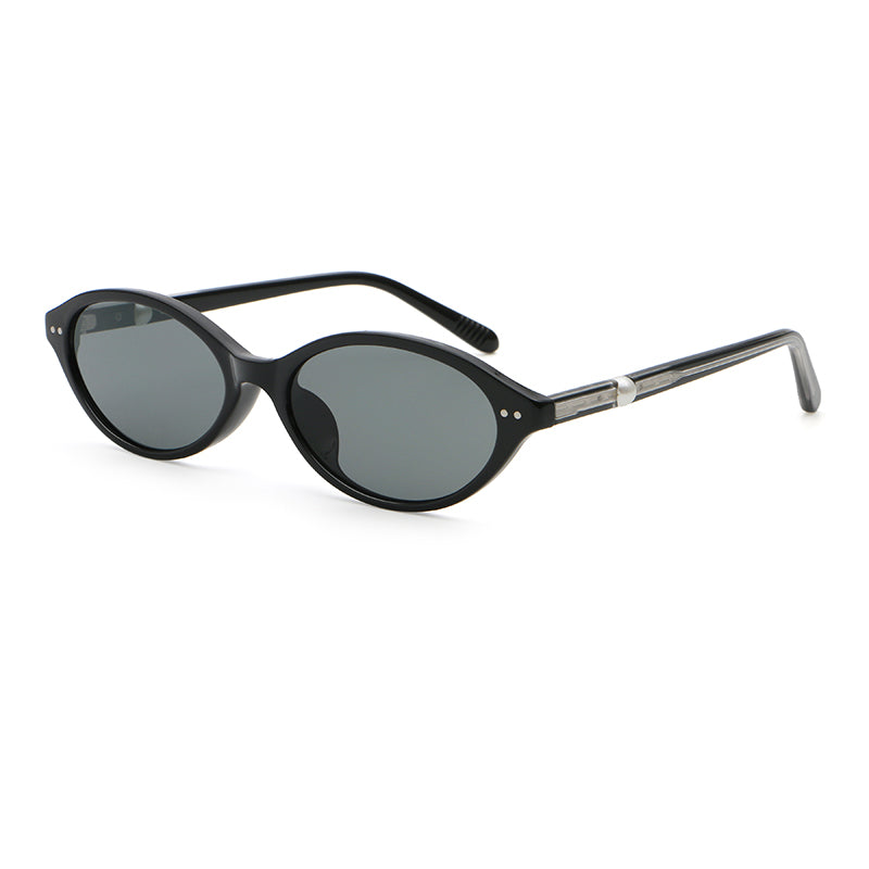 Slim Oval Sunglasses | Minimal Rivet Detail Eyewear | 10812