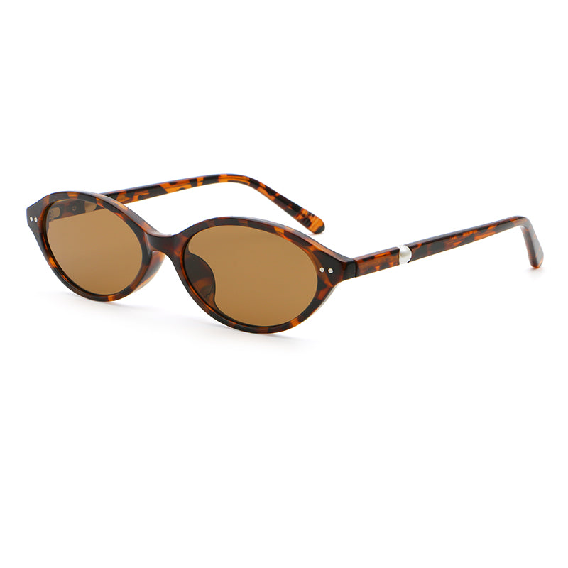 Slim Oval Sunglasses | Minimal Rivet Detail Eyewear | 10812