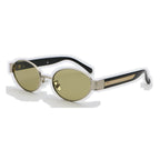 Oval Sunglasses with Sculpted Statement Temples | UV400 Retro Everyday Eyewear | 10841