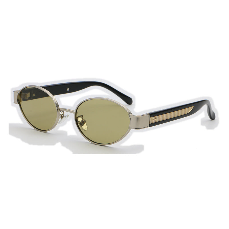 Oval Sunglasses with Sculpted Statement Temples | UV400 Retro Everyday Eyewear | 10841