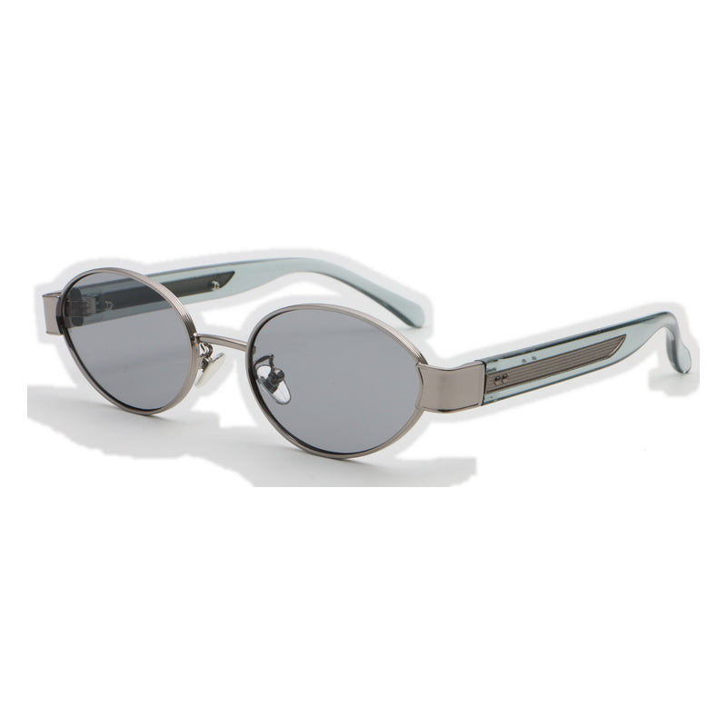 Oval Sunglasses with Sculpted Statement Temples | UV400 Retro Everyday Eyewear | 10841