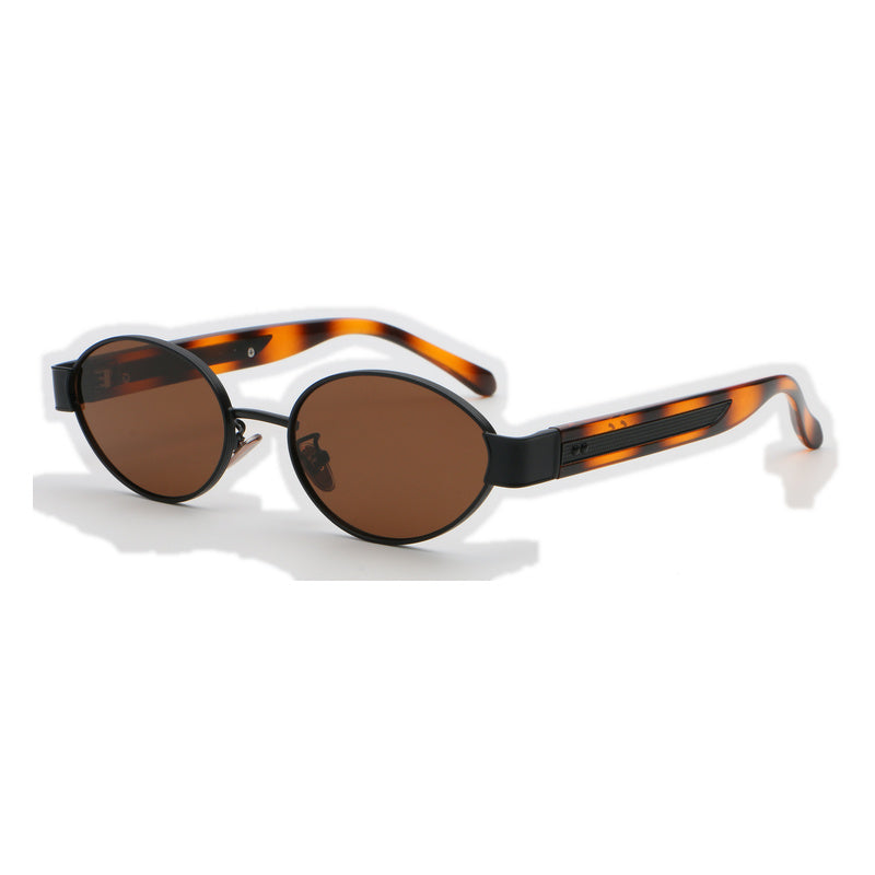 Oval Sunglasses with Sculpted Statement Temples | UV400 Retro Everyday Eyewear | 10841