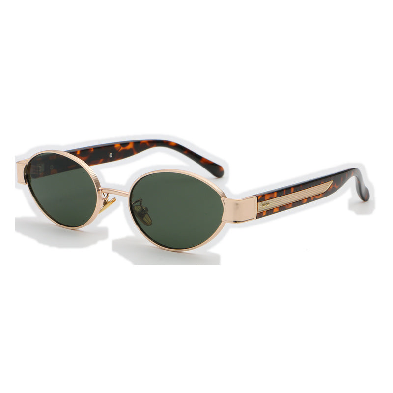 Oval Sunglasses with Sculpted Statement Temples | UV400 Retro Everyday Eyewear | 10841