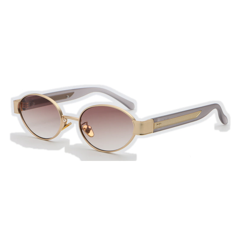 Oval Sunglasses with Sculpted Statement Temples | UV400 Retro Everyday Eyewear | 10841