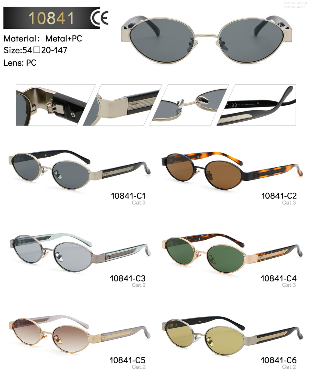 Oval Sunglasses with Sculpted Statement Temples | UV400 Retro Everyday Eyewear | 10841
