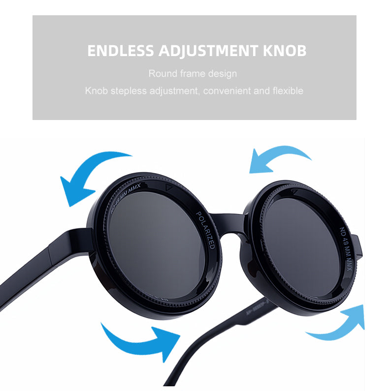 Round Frames, Adjustable ND Sunglasses | Adjustable Tint Lens for driving and variable-light conditions | XH-98357P-2