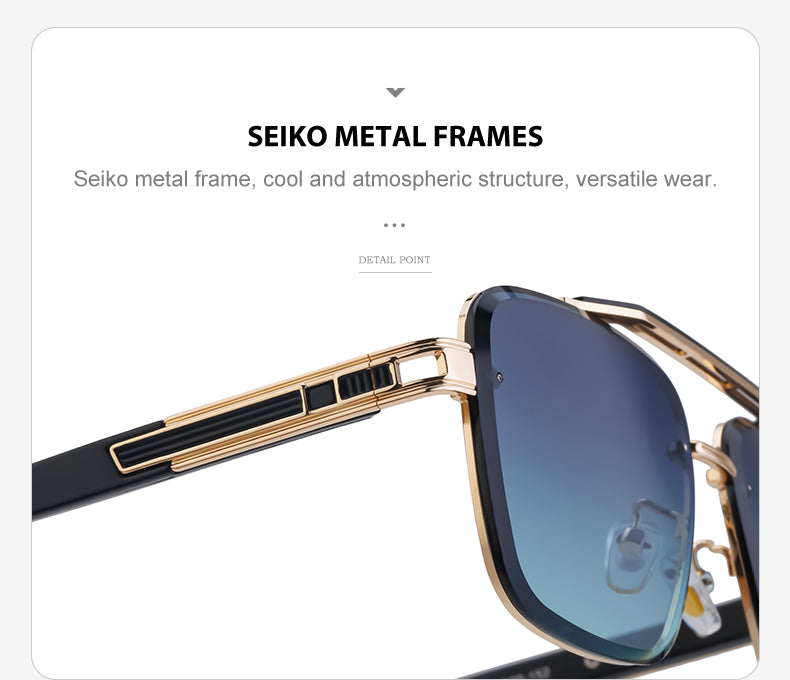 Square Fashion Sunglasses for travel and street-style outfits | Double Bridge + Diamond-Cut Edge | WF-5G77