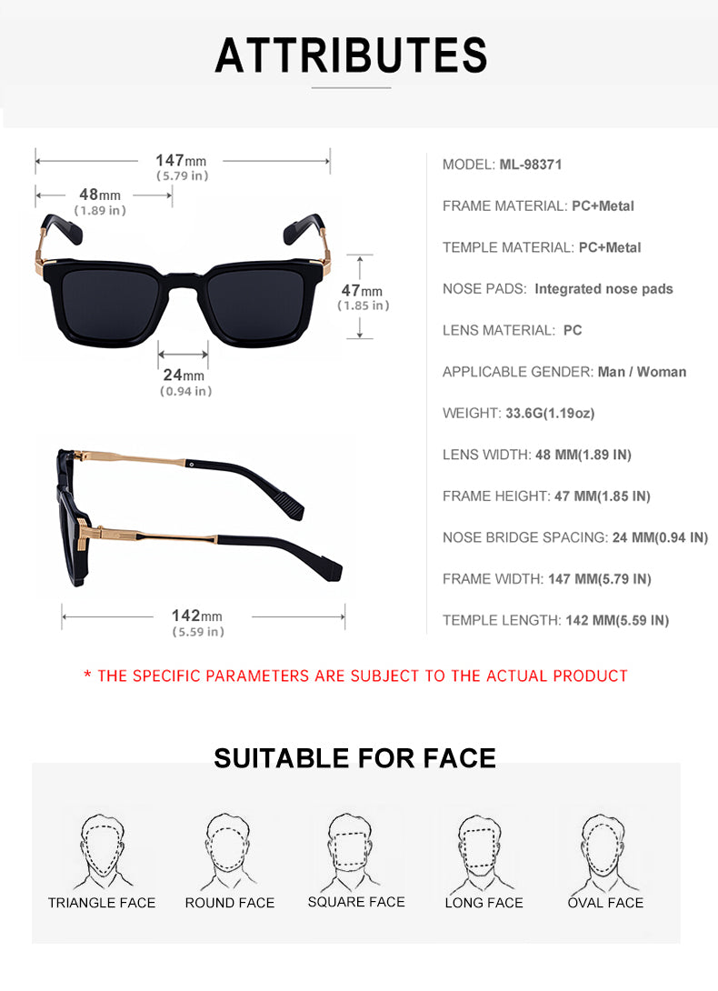 Fashion Sunglasses in a trend-forward square profile | Stud Detail | ML-98371