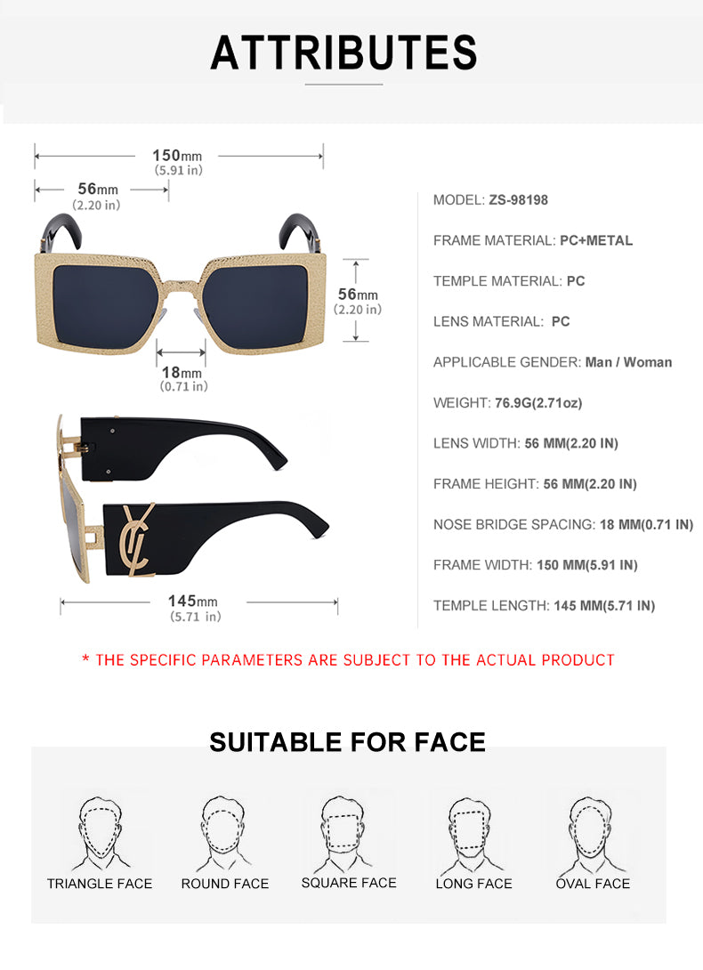 Square Frames, Fashion Sunglasses | Oversized for travel and street-style outfits | ZS-98198-C