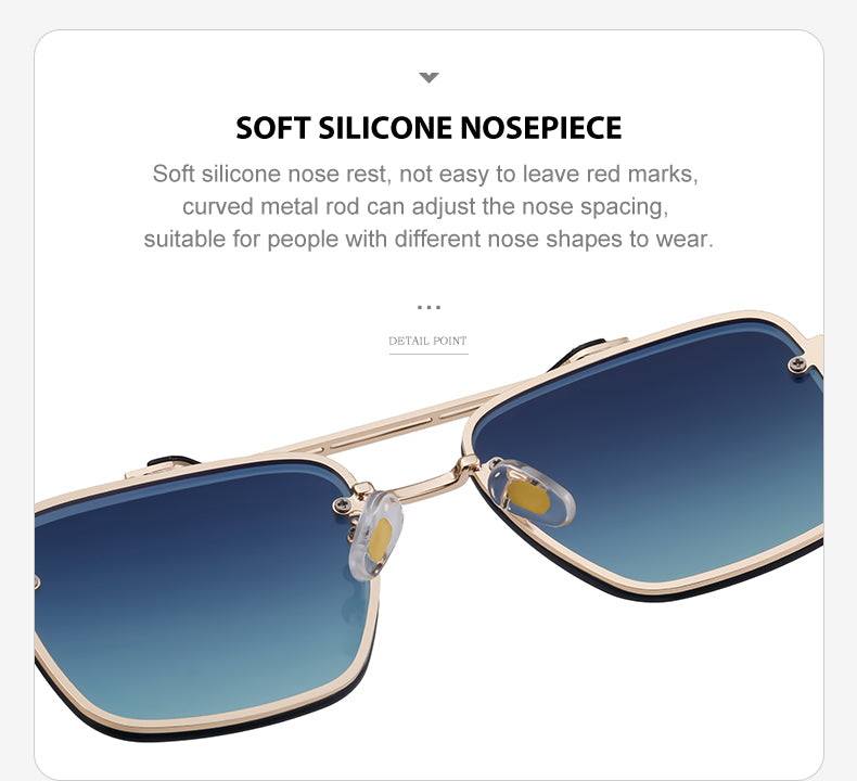 Square Fashion Sunglasses for travel and street-style outfits | Double Bridge + Diamond-Cut Edge | WF-5G77