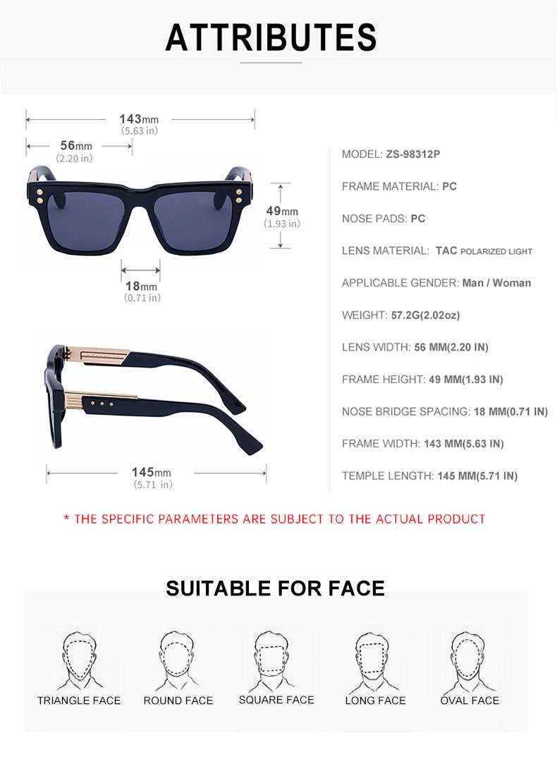 Cat-Eye Frames, Polarized Sunglasses | Stud Detail for driving, travel and outdoor use | ZS-98312P