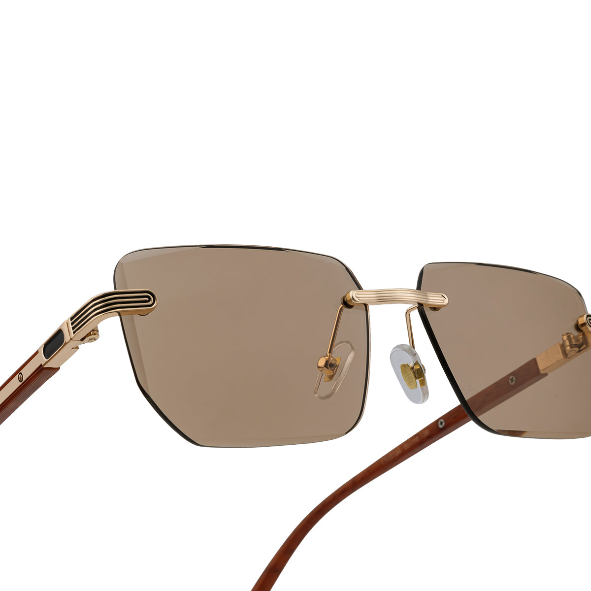 Geometric Photochromic Sunglasses for commuting and changing light | Wood-Grain Temple + Diamond-Cut Edge | ZX-3194