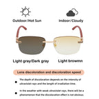 Photochromic Sunglasses in a trend-forward square profile | Small Frame + Wood-Grain Temple | ZX-3193