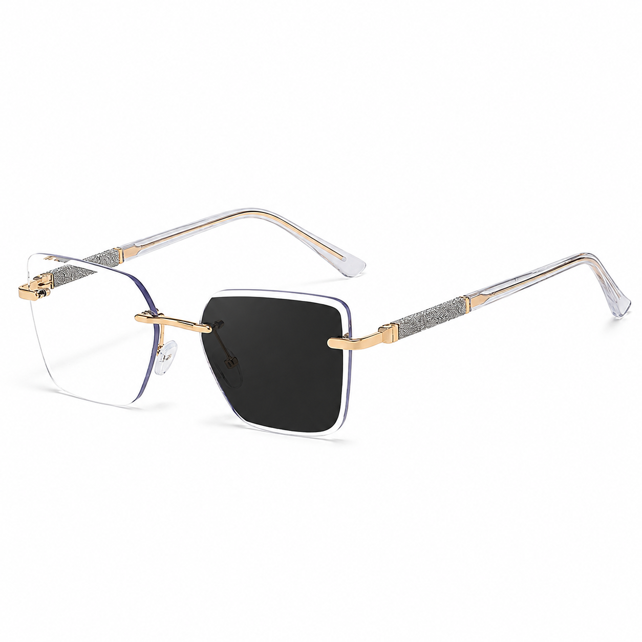 Spring Hinge + Diamond-Cut Edge Geometric Photochromic Sunglasses | Made for commuting and changing light | KJL-95030
