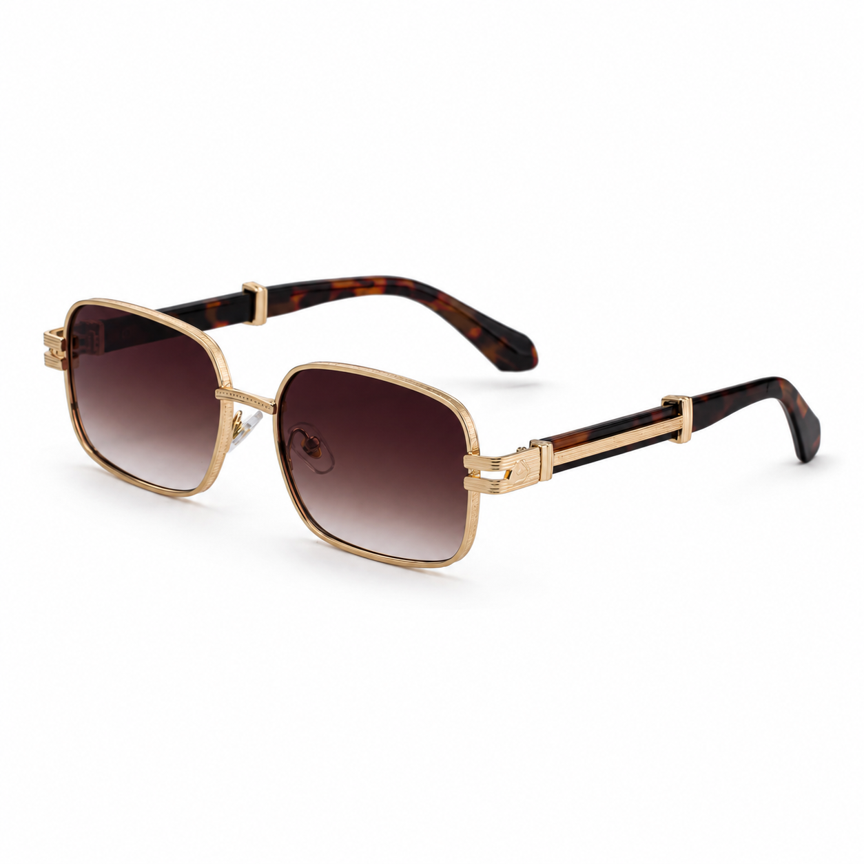 Oversized Square Gradient Sunglasses with Layered Temple Detail | Refined Statement Eyewear | DG-98720