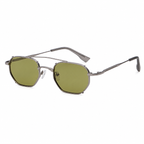 Geometric Double-Bridge Metal Sunglasses | Rim-Clip Navigator Eyewear | 669832