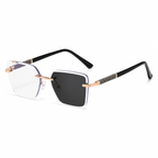 Spring Hinge + Diamond-Cut Edge Geometric Photochromic Sunglasses | Made for commuting and changing light | KJL-95030