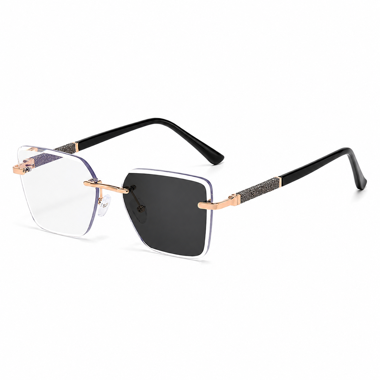 Spring Hinge + Diamond-Cut Edge Geometric Photochromic Sunglasses | Made for commuting and changing light | KJL-95030