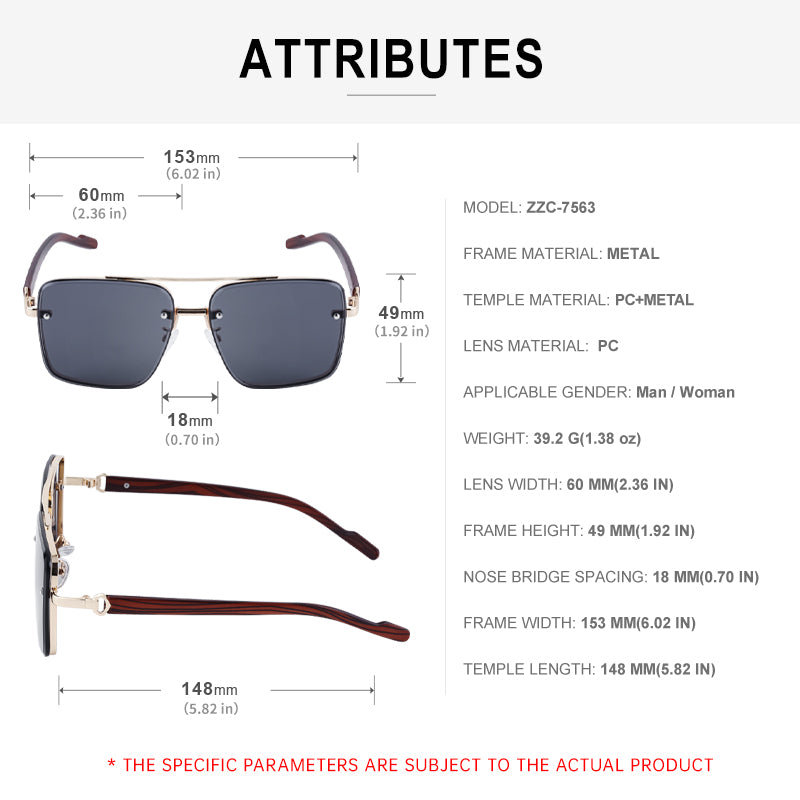 Square Frames, Blue Light Glasses | Double Bridge + Wood-Grain Temple for screen work and daily wear | ZZC-7563
