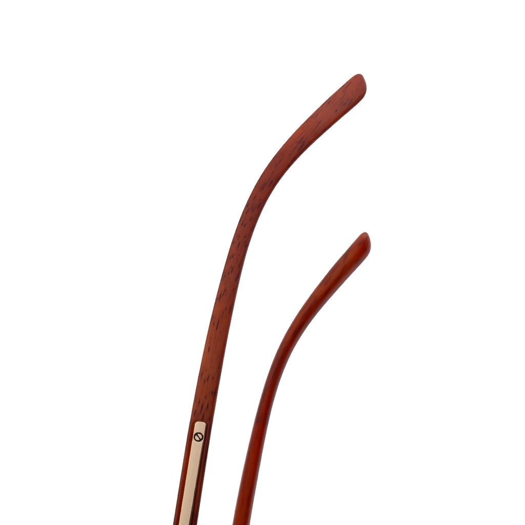 Geometric Photochromic Sunglasses for commuting and changing light | Wood-Grain Temple + Diamond-Cut Edge | ZX-3194