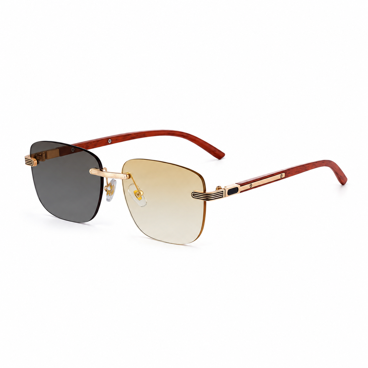 Photochromic Sunglasses in a trend-forward square profile | Small Frame + Wood-Grain Temple | ZX-3193