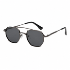 Geometric Double-Bridge Metal Sunglasses | Rim-Clip Navigator Eyewear | 669832