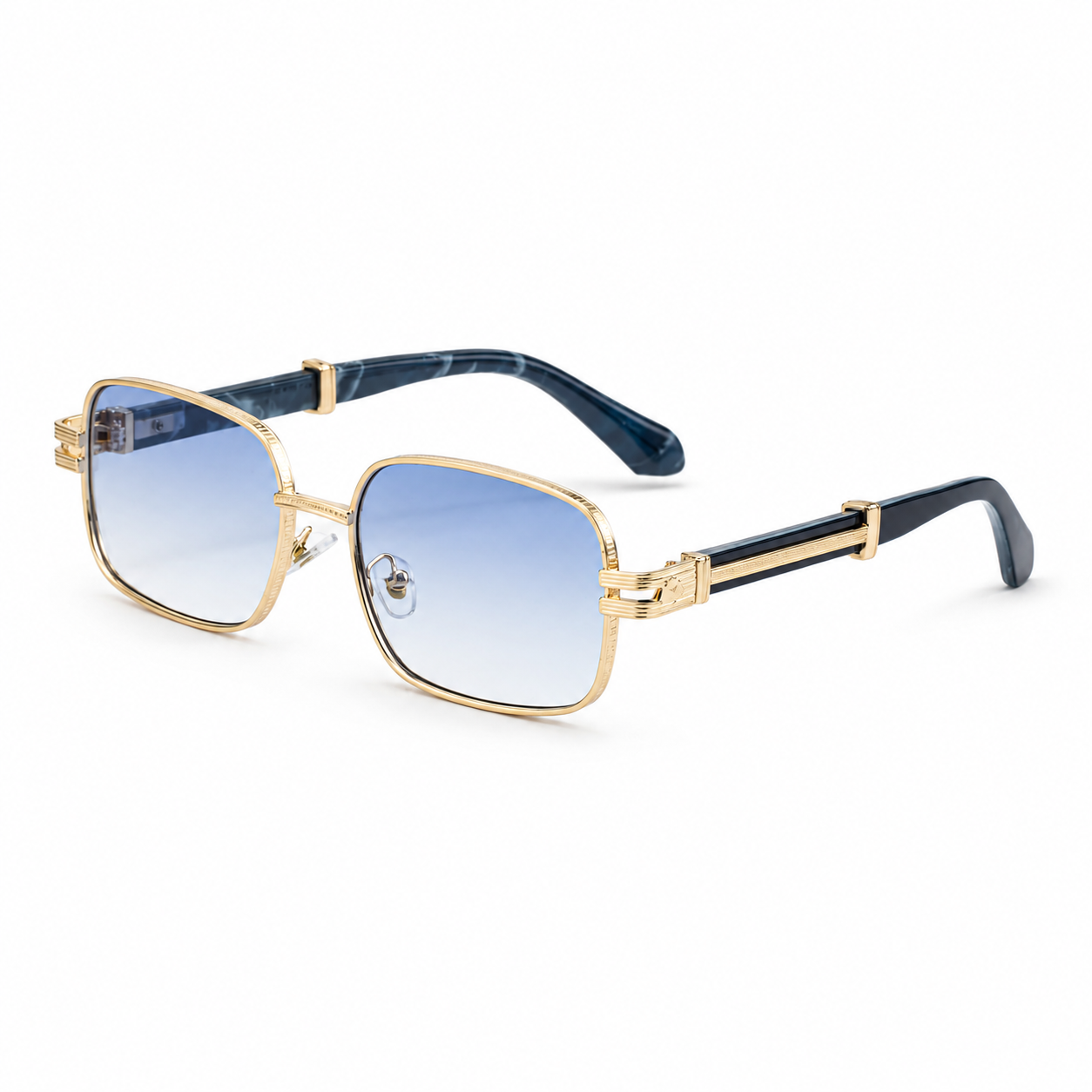 Oversized Square Gradient Sunglasses with Layered Temple Detail | Refined Statement Eyewear | DG-98720