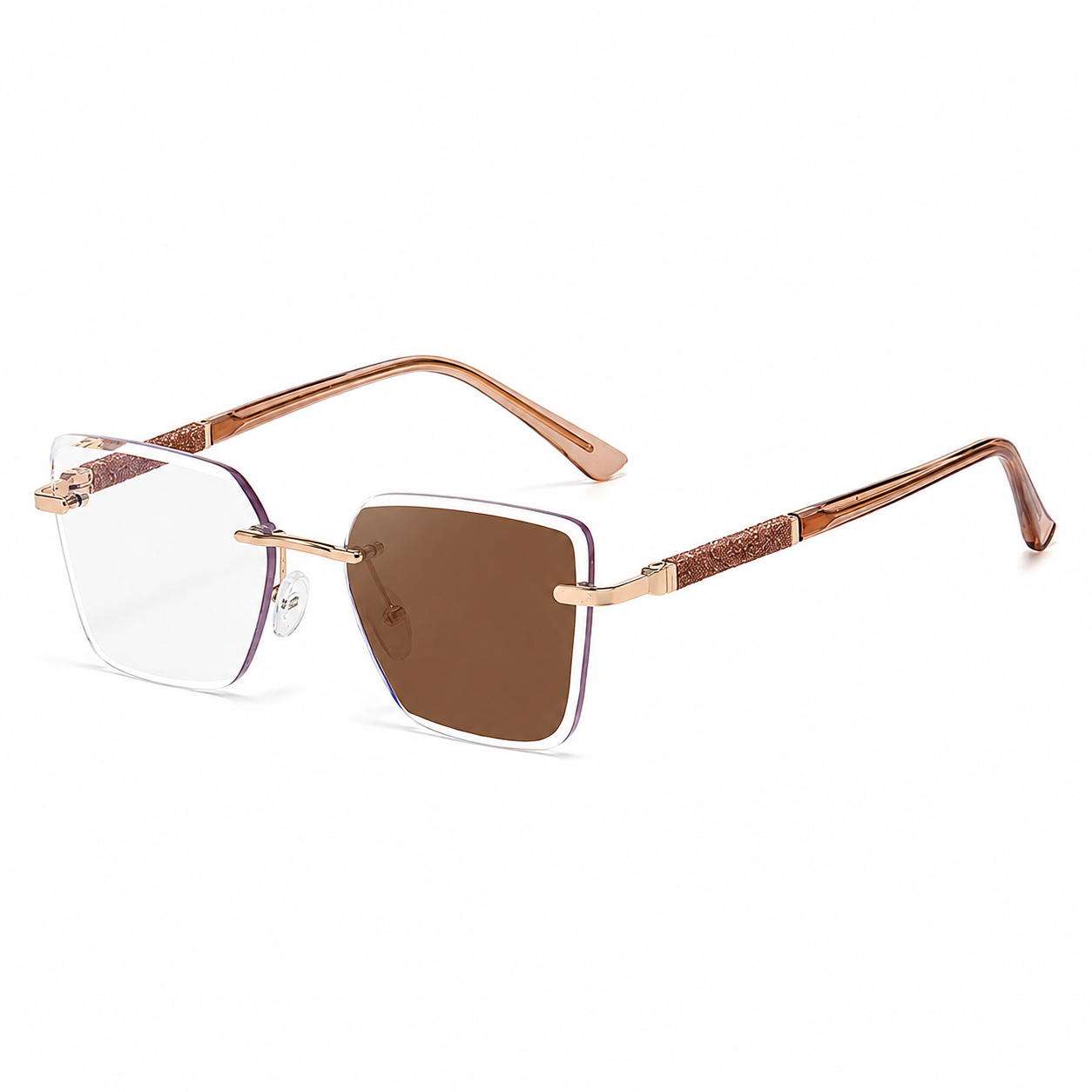 Spring Hinge + Diamond-Cut Edge Geometric Photochromic Sunglasses | Made for commuting and changing light | KJL-95030