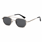 Geometric Double-Bridge Metal Sunglasses | Rim-Clip Navigator Eyewear | 669832