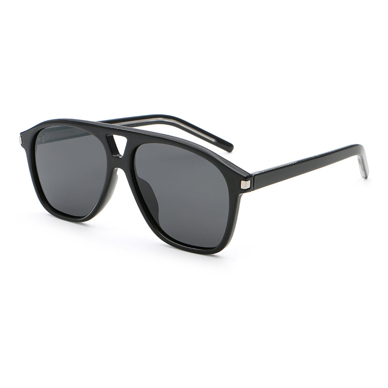 Oversized Square Navigator Sunglasses | Cutout-Bridge Metal-Accent Eyewear | 62133P