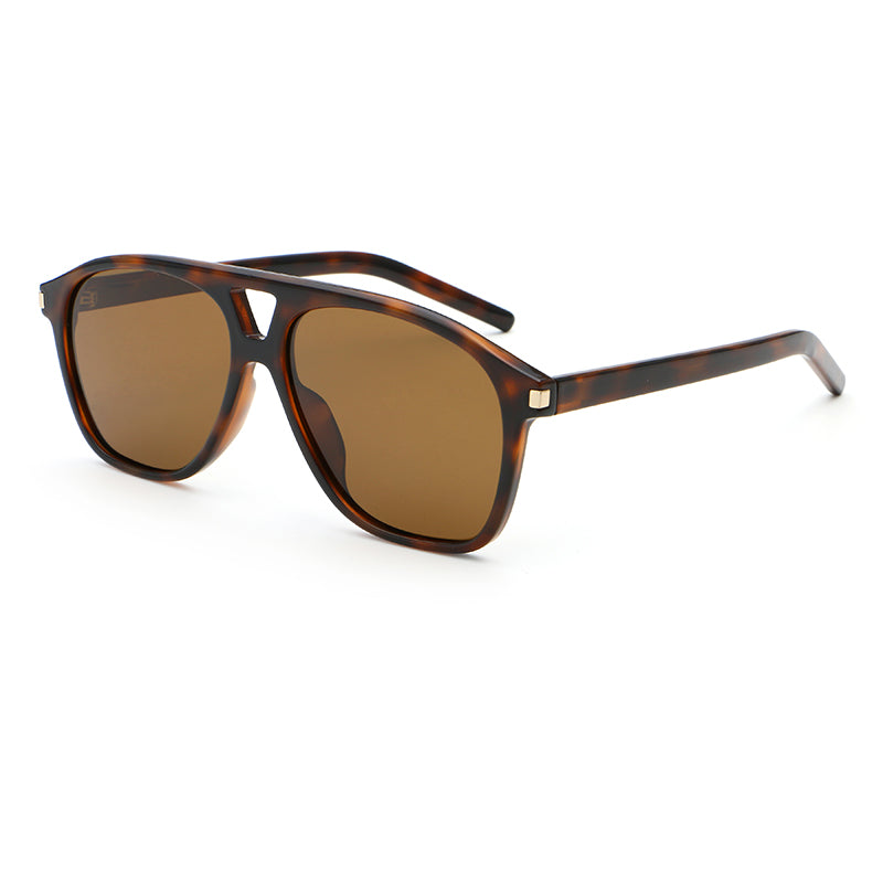 Oversized Square Navigator Sunglasses | Cutout-Bridge Metal-Accent Eyewear | 62133P