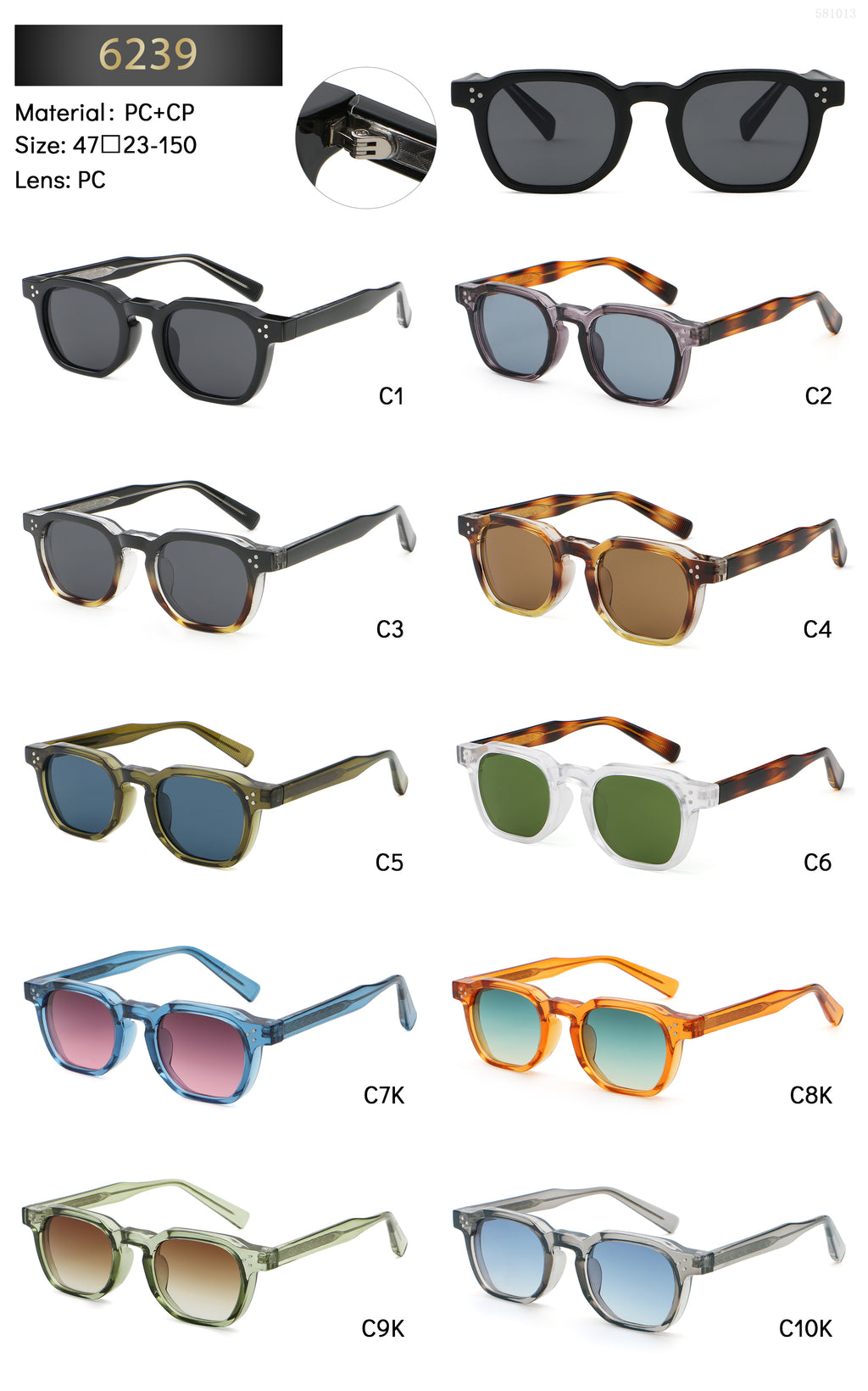 Soft-Square Gradient Sunglasses | Textured Temple Detail Eyewear | 6239