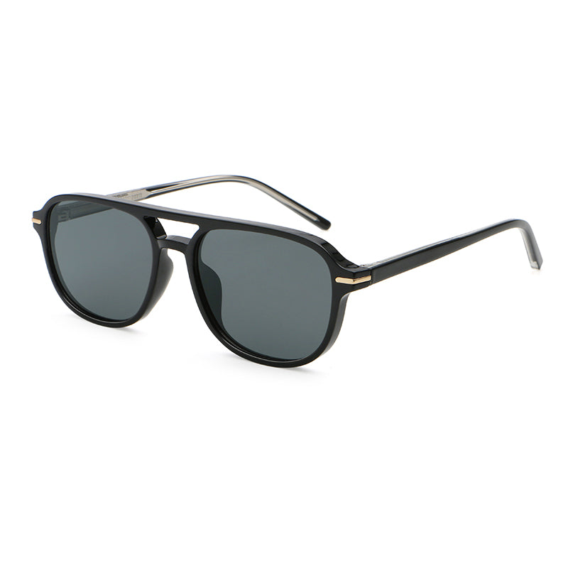 Square Double-Bridge Polarized Sunglasses | Navigator-Inspired UV400 Eyewear | 6253P