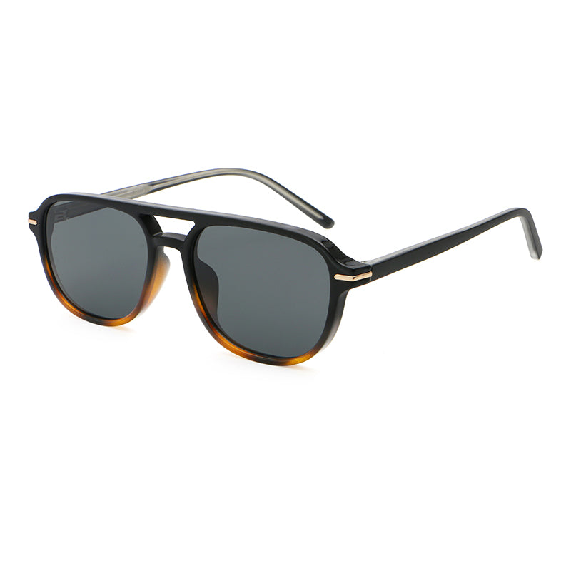 Square Double-Bridge Polarized Sunglasses | Navigator-Inspired UV400 Eyewear | 6253P