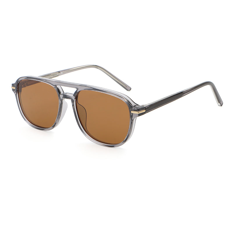 Square Double-Bridge Polarized Sunglasses | Navigator-Inspired UV400 Eyewear | 6253P